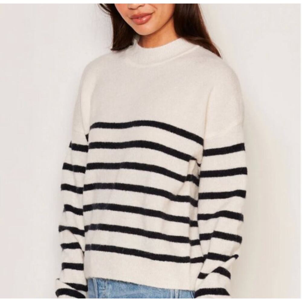 Bailey 44 Navy Blue White Striped Sweater MEDIUM Nautical Oversized Long $128